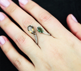 Золотое кольцо с турмалинами 2,79 карата и лейкосапфирами Золото