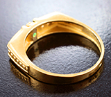 Золотое кольцо с ярким "неоновым" уральским изумрудом 0,19 карата и бриллиантами высоких характеристик