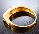 Золотое кольцо с ярким "неоновым" уральским изумрудом 0,19 карата и бриллиантами высоких характеристик