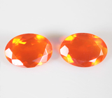 Пара мексиканских ограненных "огненных" опалов 1,25 карата 