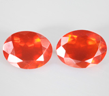 Пара мексиканских ограненных "огненных" опалов 1,9 карата 