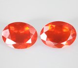 Пара мексиканских ограненных "огненных" опалов 1,9 карата 