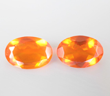 Пара мексиканских ограненных "огненных" опалов 0,87 карата 