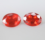 Пара мексиканских ограненных "огненных" опалов 1,57 карата 