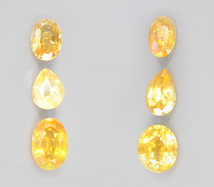 Набор из 6 ярко-желтых сапфиров 1,3 карата