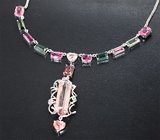 Колье с разноцветными турмалинами 22,62 карата , шпинелями, розовыми сапфирами и цаворитом гранатом