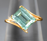 Золотое кольцо с голубовато-зеленым "неоновым" турмалином 3,3 карата Золото