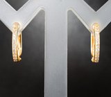 Золотые серьги с бесцветными цирконами
