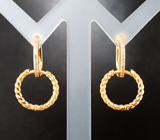 Золотые серьги с бесцветными цирконами Золото