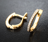 Золотые серьги с бесцветными цирконами Золото