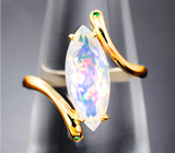 Золотое кольцо с ограненным эфиопским опалом 1,49 карата и цаворитами Золото