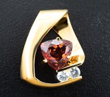 Крупный золотой кулон с оранжевым 2,45 карата и бесцветными цирконами Золото