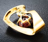 Крупный золотой кулон с оранжевым 2,45 карата и бесцветными цирконами Золото