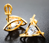 Крупные пусеты с бесцветными цирконами 3,82 карата