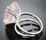 Кольцо с чистейшим крупным розовым кварцем эффектной огранки 15,48 карата Серебро 925