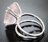 Кольцо с чистейшим крупным розовым кварцем эффектной огранки 15,48 карата