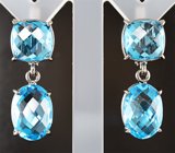 Серьги с голубыми топазами 30,27 карата