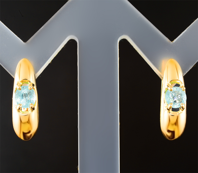 Серьги с параиба турмалинами 0,63 карата 