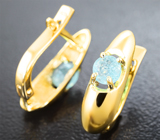 Серьги с параиба турмалинами 0,63 карата  Золото