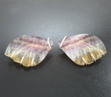 Броши с резными полихромными флюоритами 63,76 карата Серебро 925