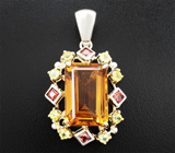 Кулон с цитрином, перидотами и альмандинами гранатами Серебро 925