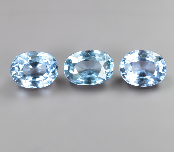 Редкий набор из 3 чистейших синих шпинелей 1,5 карата