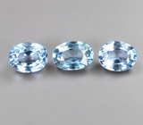 Редкий набор из 3 чистейших синих шпинелей 1,5 карата 