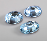 Редкий набор из 3 чистейших синих шпинелей 1,5 карата 