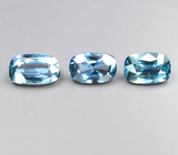 Редкий набор из 3 синих шпинелей 1,68 карата 