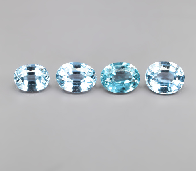 Редкий набор из 4 синих шпинелей высокой чистоты 0,71 карата