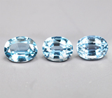 Редкий набор из 3 синих шпинелей 0,82 карата 