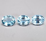 Редкий набор из 3 синих шпинелей 0,82 карата