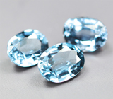 Редкий набор из 3 синих шпинелей 0,82 карата 