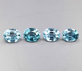 Редкий набор из 4 синих шпинелей 0,92 карата 