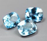 Редкий набор из 3 синих шпинелей высокой чистоты 1,7 карата 