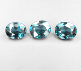 Набор из 3 синих шпинелей высокой чистоты 1,48 карата 