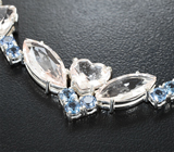 Колье с морганитами 16.03 карата и синими шпинелями Серебро 925