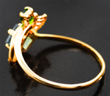 Золотое кольцо с редким индиголитом турмалином 0,72 карата, диопсидом и лейкосапфирами Золото