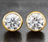 Золотые пусеты со сверкающими муассанитами 1,51 карата