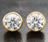 Золотые пусеты со сверкающими муассанитами 1,51 карата