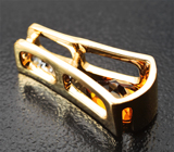 Золотой кулон с чистейшим ярко-оранжевым 1,92 карата и бесцветными цирконами