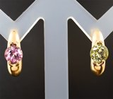 Золотые серьги с разноцветными турмалинами 1,62 карата Золото