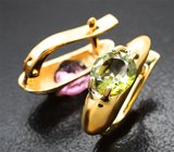 Золотые серьги с разноцветными турмалинами 1,62 карата Золото