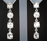 Золотые серьги с чистейшими бесцветными цирконами четырех различных огранок 11,83 карата