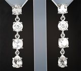 Золотые серьги с чистейшими бесцветными цирконами четырех различных огранок 11,83 карата