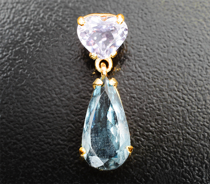 Золотой кулон с редким индиголитом турмалином 2,08 карата и зултанитом 1,02 карата