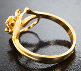 Золотое кольцо с насыщенным ярким уральским демантоидом идеальной огранки 0,41 карата Золото