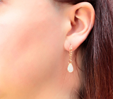 Золото серьги с яркими ограненными эфиопскими опалами 1,84 карата и родолитами гранатами Золото