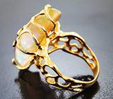 Золотое кольцо с крупным невероятно-ярким опалом 12,33 карата и бриллиантами