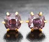 Крупные золотые пусеты с редкой парой насыщенно-розовых шпинелей 4,78 карата